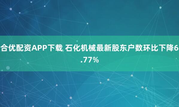 合优配资APP下载 石化机械最新股东户数环比下降6.77%